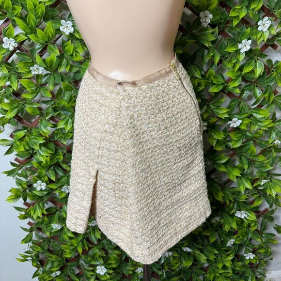 ✨ CHIC TWEED MINI SKIRT ✨ H&M | Cream & Tan | Size 12 - Picture 2 of 4